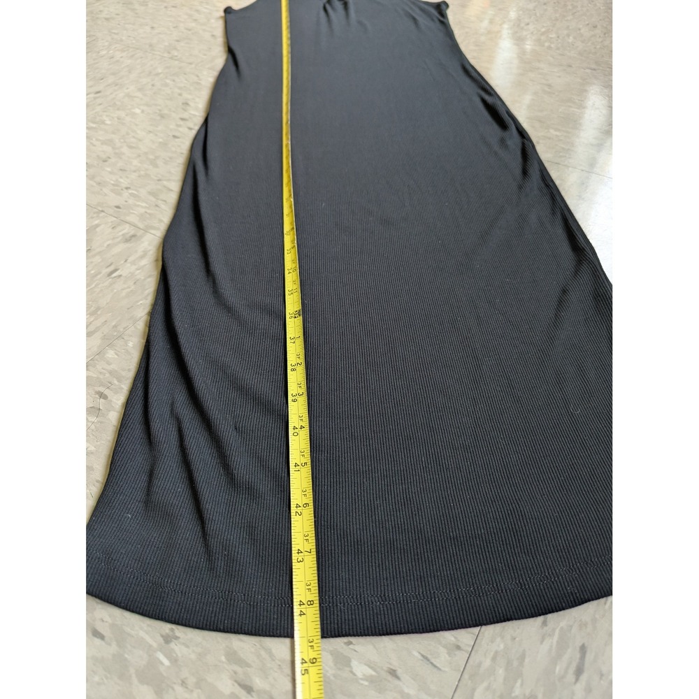 LNA Clothing Ribbed Midi Dress Black Criss Cross Neck Keyhole Sleeveless Medium - Picture 6 of 7